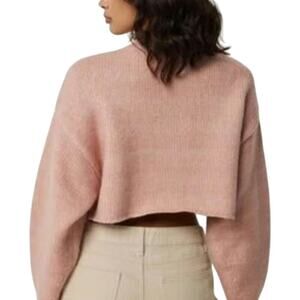 Virna Dro Italy cropped Sweater dusy pink Rose wool 2 (US S )Boxy NWT mock neck